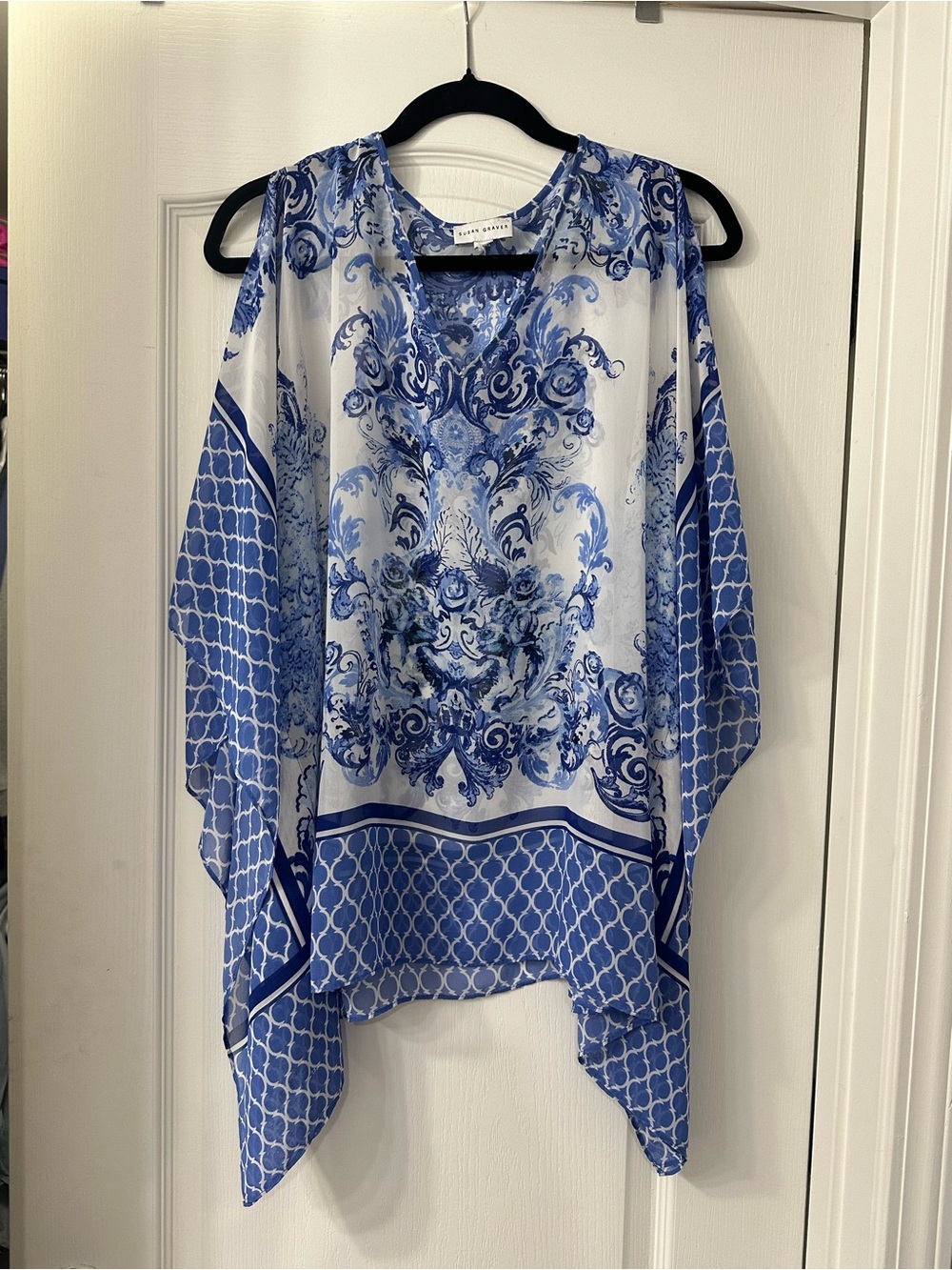 Susan Graver Blue and White Printed Tunic